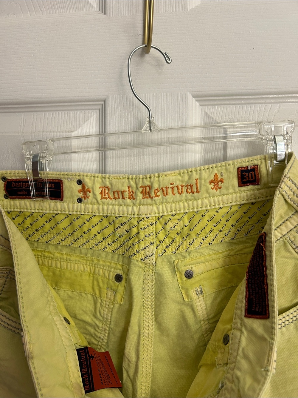 Rock Revival Lemon Yellow Embroidered Back Pocket Shorts - Picture 3 of 4